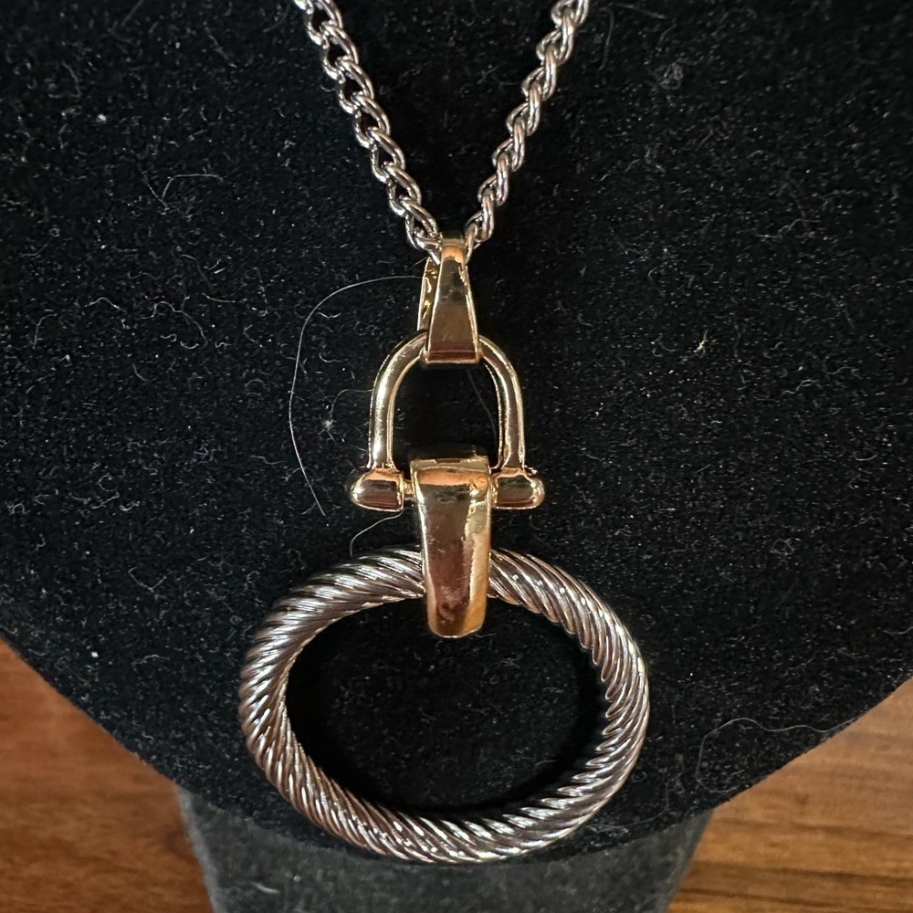 Gold and Silver Twisted Ring Necklace